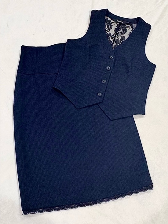 Express Dresses & Skirts - Express Navy Blue Pinstriped Pencil Skirt w/Matching Vest Suit